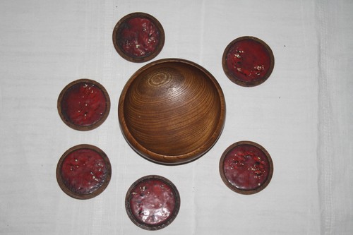 Holz schale mit untersetzer - mit,
